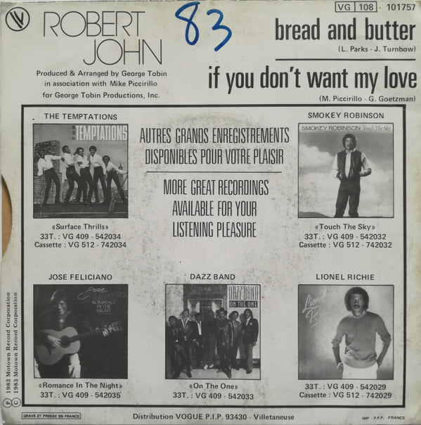 Robert John : Bread And Butter (7", Single)