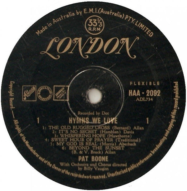 Pat Boone : Hymns We Love (LP, Album, Mono)