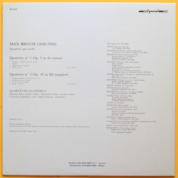 Max Bruch, Cvartetul Academica : Quartetti Per Archi N.1-2 (LP, Gat)