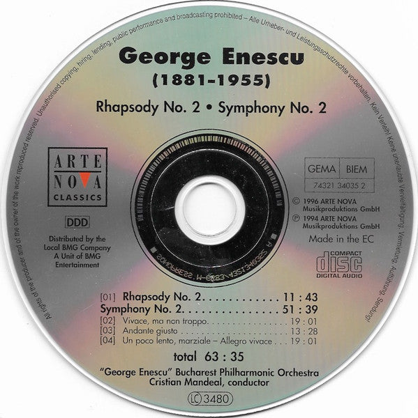 George Enescu, Orchestra Simfonică A Filarmonicii De Stat "George Enescu", Cristian Mandeal : Rhapsody No. 2 / Symphony No. 2 (CD)