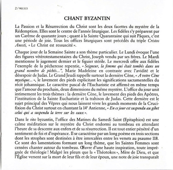 Sœur Marie Keyrouz : Chant Byzantin - Passion Et Résurrection (CD, Album)