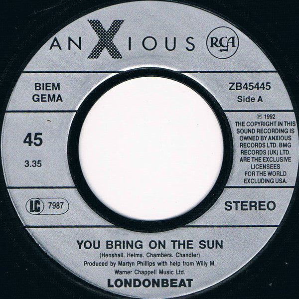 Londonbeat : You Bring On The Sun (7", Single)
