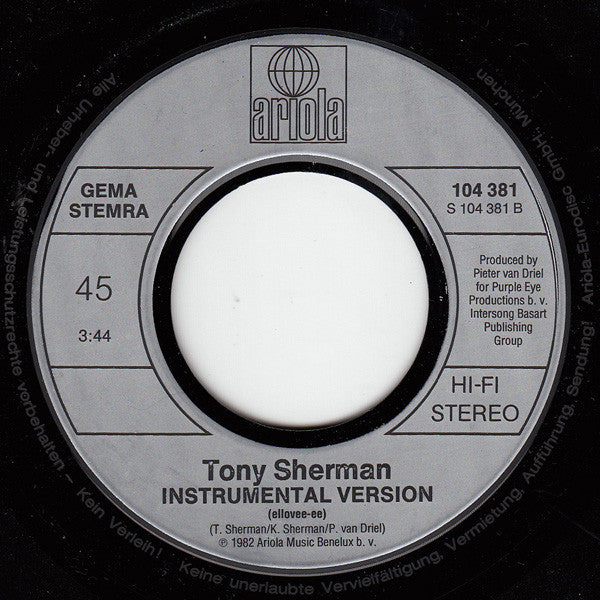 Tony Sherman : Ellovee-Ee (7", Single)