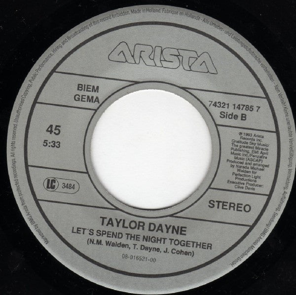 Taylor Dayne : Can't Get Enough Of Your Love (7", Single)
