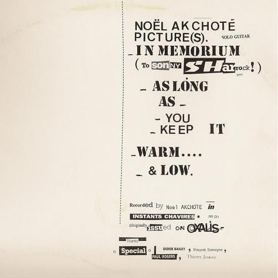 Noël Akchoté : Picture(s) (LP, S/Sided, RE)