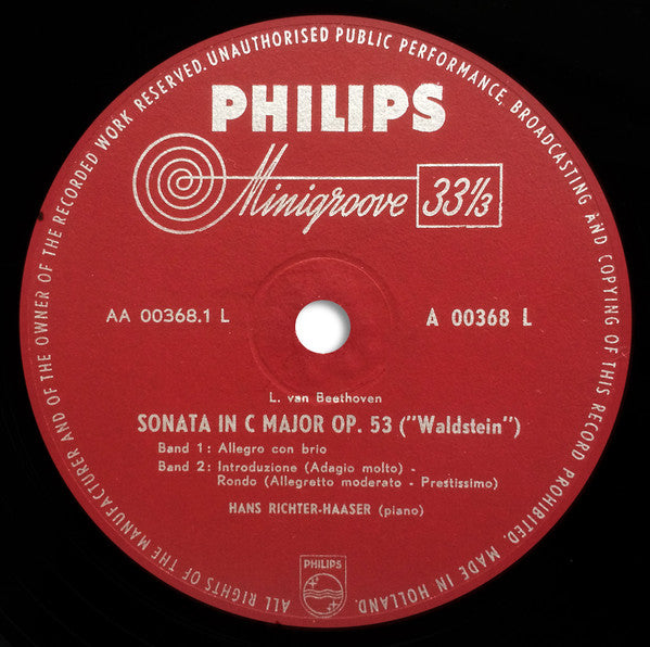 Hans Richter-Haaser, Ludwig van Beethoven : Sonata In C Major Op.53 ("Waldstein") - Sonata In A Major Op.101 (LP, Album, Mono)