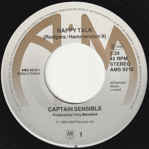 Captain Sensible : Happy Talk (7", Single)