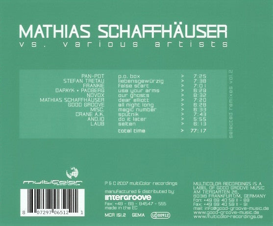 Mathias Schaffhäuser vs. Various : RE: Selected Remixes Vol. 2 (CD, Comp)