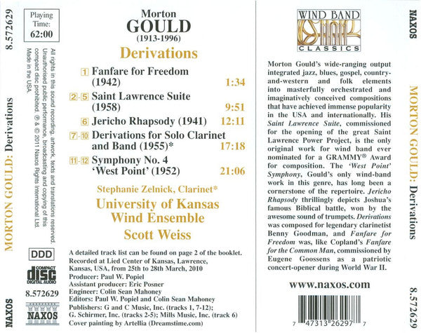 Morton Gould, Stephanie Zelnick, University Of Kansas Wind Ensemble, Scott Weiss (3) : Derivations (CD, Album)
