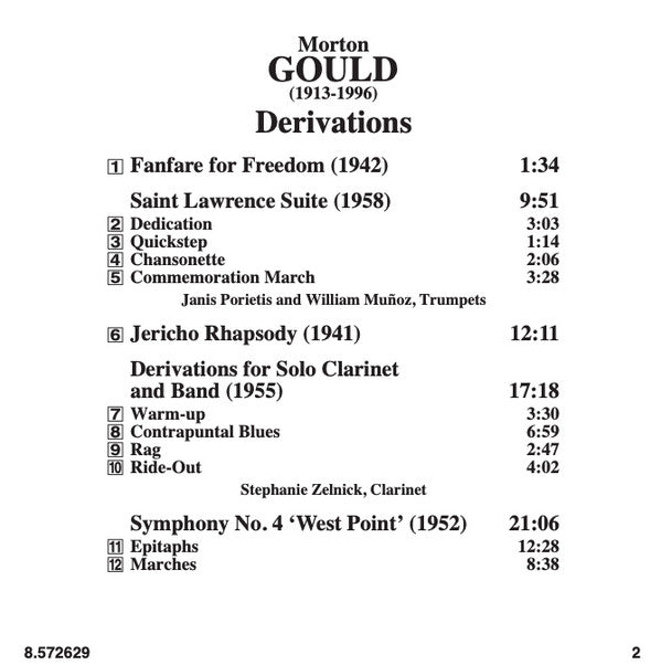 Morton Gould, Stephanie Zelnick, University Of Kansas Wind Ensemble, Scott Weiss (3) : Derivations (CD, Album)