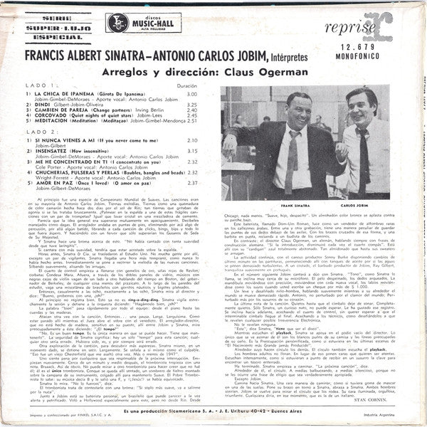 Frank Sinatra - Antonio Carlos Jobim : Francis Albert Sinatra - Antonio Carlos Jobim, Intérpretes (LP, Album)
