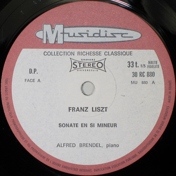 Franz Liszt / Alfred Brendel : Sonate En Si Mineur - Sonate Dante - Rhapsodie Hongroise N° 11 - Bagatelle Sans Tonalité (LP)