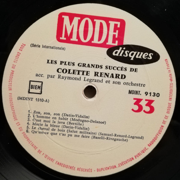 Colette Renard : Les Grands Succès De Colette Renard (LP, Comp, Mono)