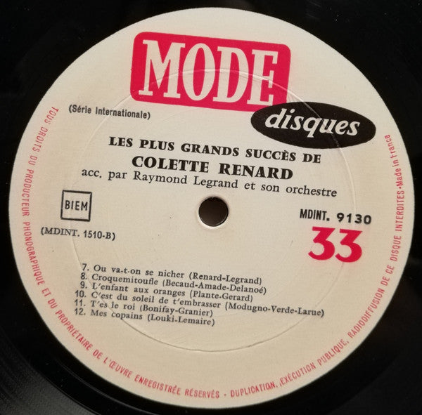 Colette Renard : Les Grands Succès De Colette Renard (LP, Comp, Mono)