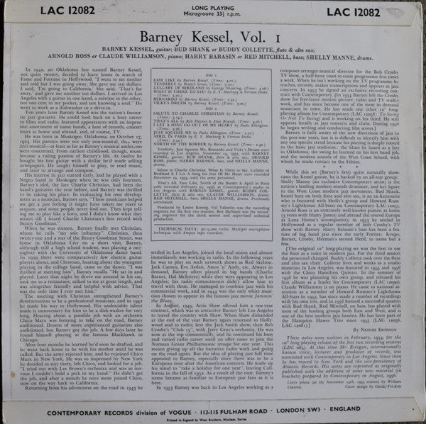 Barney Kessel : Volume 1: Easy Like (LP, Album, Mono)