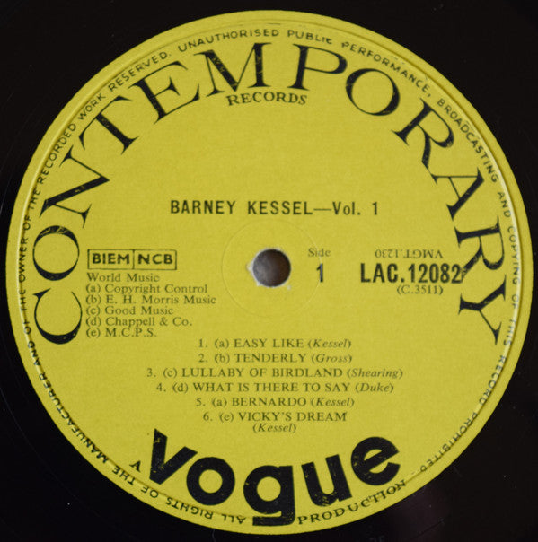 Barney Kessel : Volume 1: Easy Like (LP, Album, Mono)