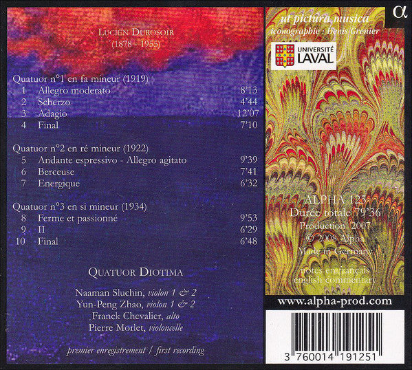 Lucien Durosoir - Quatuor Diotima : Quatuors À Cordes (CD, Album)