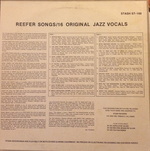 Various : Reefer Songs / 16 Original Jazz Classics (LP, Comp)