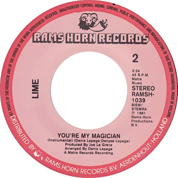 Lime (2) : You're My Magician (7", Single)