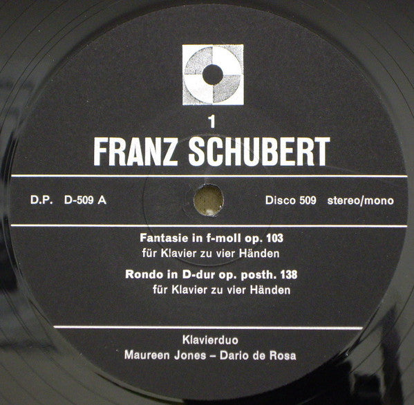 Franz Schubert, Maureen Jones, Dario de Rosa : Fantasie In F-moll, Rondo In D-dur, Lebensstürme, Andantino Varié (LP)