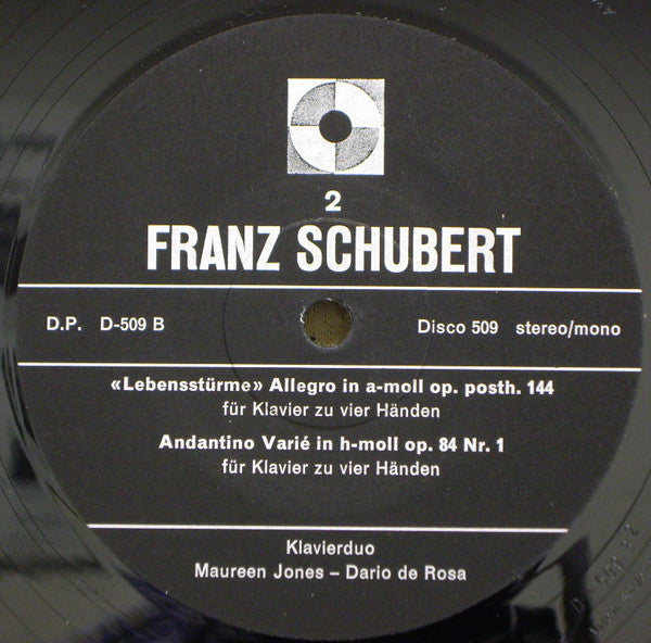 Franz Schubert, Maureen Jones, Dario de Rosa : Fantasie In F-moll, Rondo In D-dur, Lebensstürme, Andantino Varié (LP)