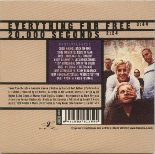 K's Choice : Everything For Free (CD, Single, Car)