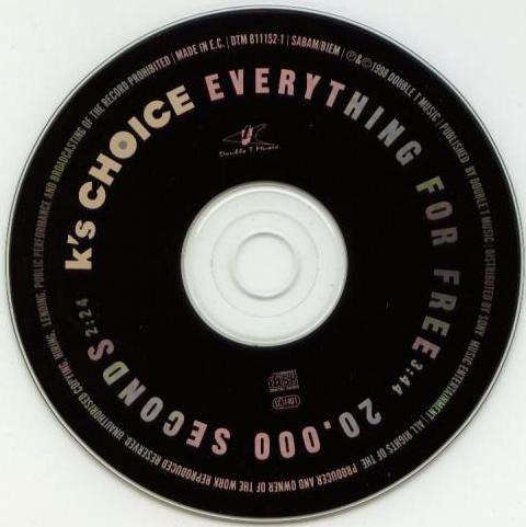 K's Choice : Everything For Free (CD, Single, Car)