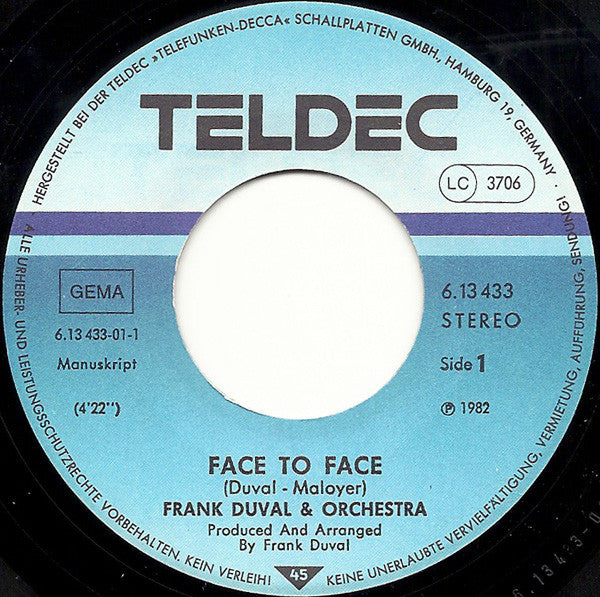 Frank Duval & Orchestra : Face To Face (7", Single)