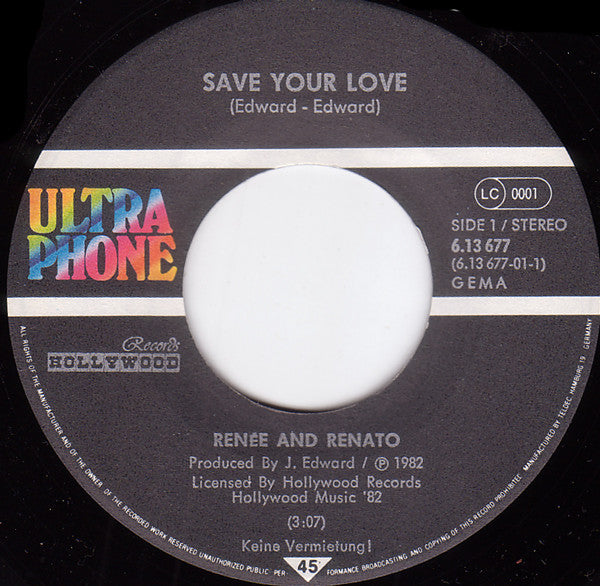 Renée And Renato* : Save Your Love (7", Single)