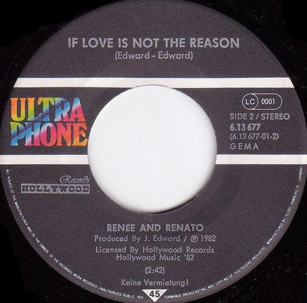 Renée And Renato* : Save Your Love (7", Single)