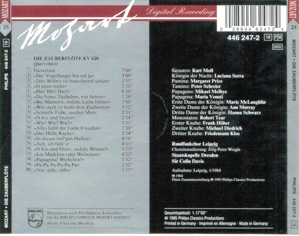 Wolfgang Amadeus Mozart - Margaret Price • Luciana Serra • Peter Schreier • Kurt Moll • Mikael Melbye • Theo Adam, Rundfunkchor Leipzig • Staatskapelle Dresden, Sir Colin Davis : Die Zauberflöte (The Magic Flute • La Flûte Enchantée) Highlights (CD, Album)