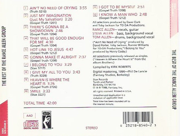 The Rance Allen Group : The Best Of The Rance Allen Group (CD, Comp, RE, RM)