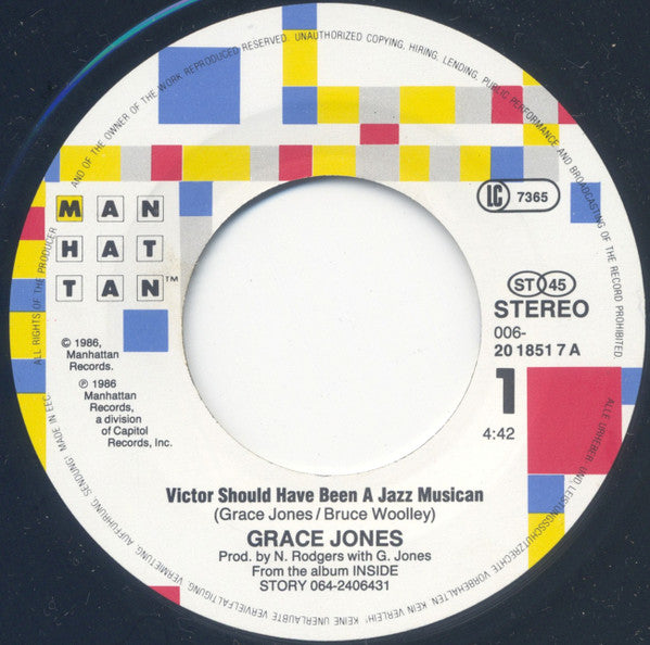 Grace Jones : Victor Should Have Been A Jazz Musician (7", Single)