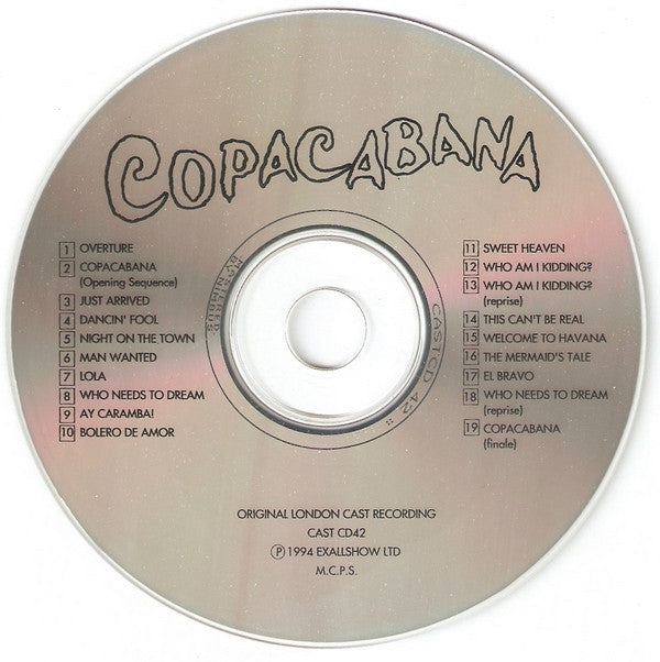 Barry Manilow, Bruce Sussman, Jack Feldman : Barry Manilow's 'Copacabana' (Original London Cast Recording) (CD)