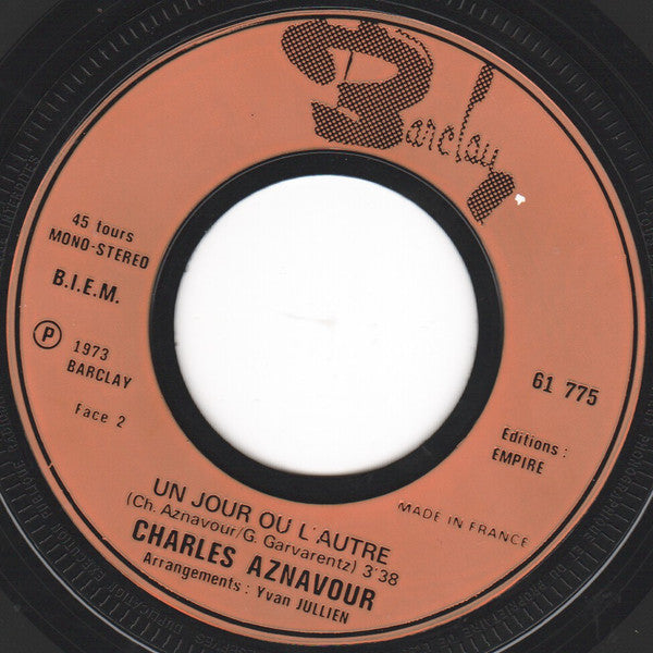 Charles Aznavour : Nous Irons À Vérone (7", Ora)