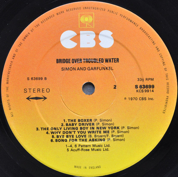 Simon & Garfunkel : Bridge Over Troubled Water (LP, Album, RE)