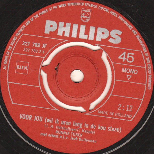 Ronnie Tober : Iedere Avond / Voor Jou (7", Single, Mono, Red)
