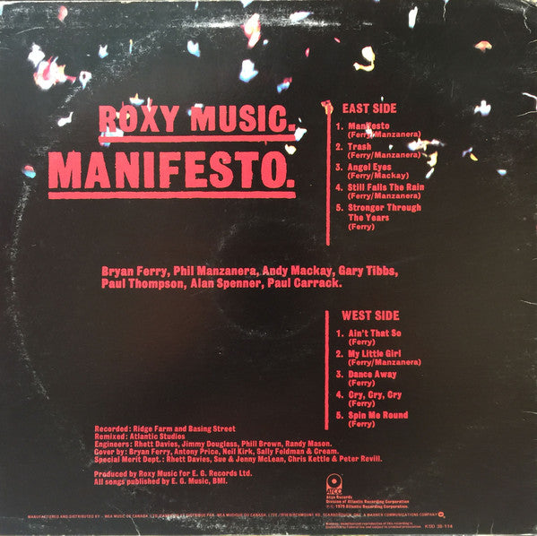 Roxy Music : Manifesto (LP, Album, RE)