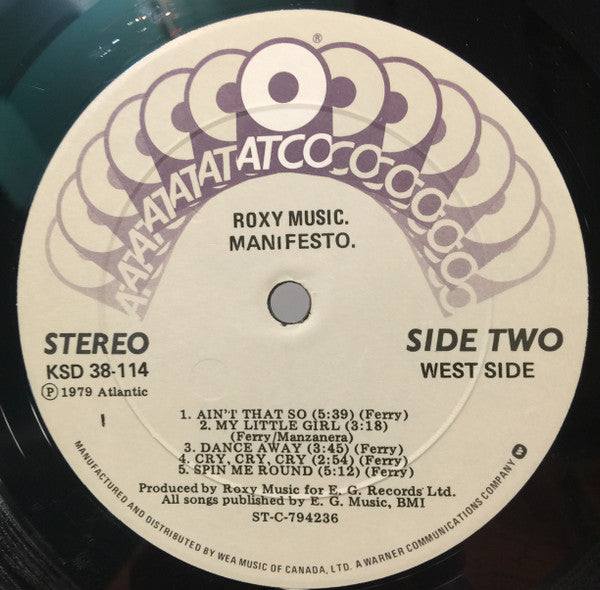 Roxy Music : Manifesto (LP, Album, RE)