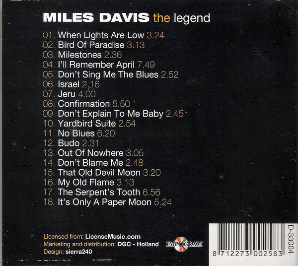 Miles Davis : The Legend (CD, Comp)