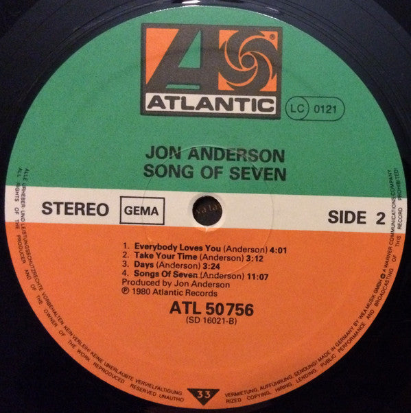 Jon Anderson : Song Of Seven (LP, Album, RE)