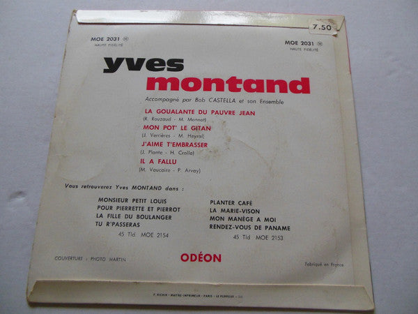 Yves Montand : La Goualante Du Pauvre Jean (7", EP, RE)