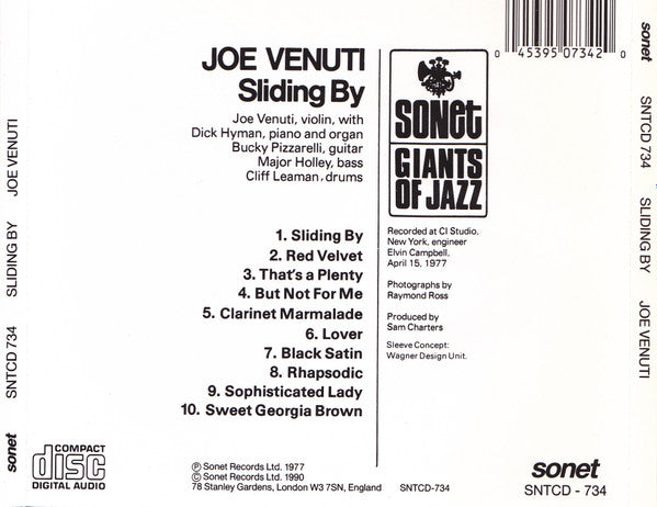 Joe Venuti : Sliding By (CD, Album, RE)