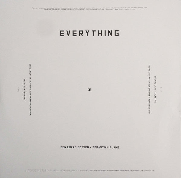 Ben Lukas Boysen + Sebastian Plano : Everything (LP, Album)
