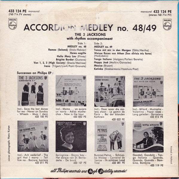 The 3 Jacksons : Accordion Medley No. 48/49 (7", EP, Mono)
