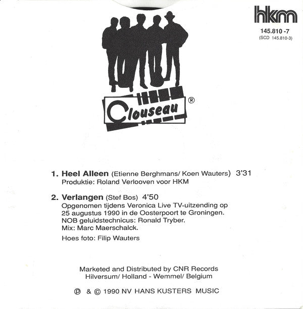 Clouseau : Heel Alleen (7", Single)