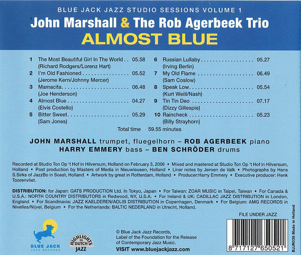 John Marshall (7), Rob Agerbeek Trio : Almost Blue (CD)