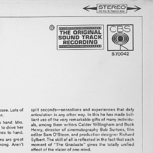 Simon & Garfunkel, Dave Grusin : The Graduate (The Original Sound Track Recording) (LP, Album)