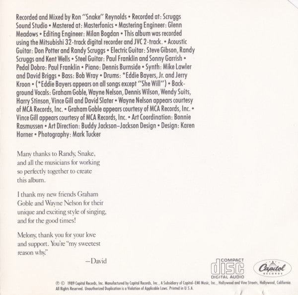 David Slater : Be With Me (CD, Album)