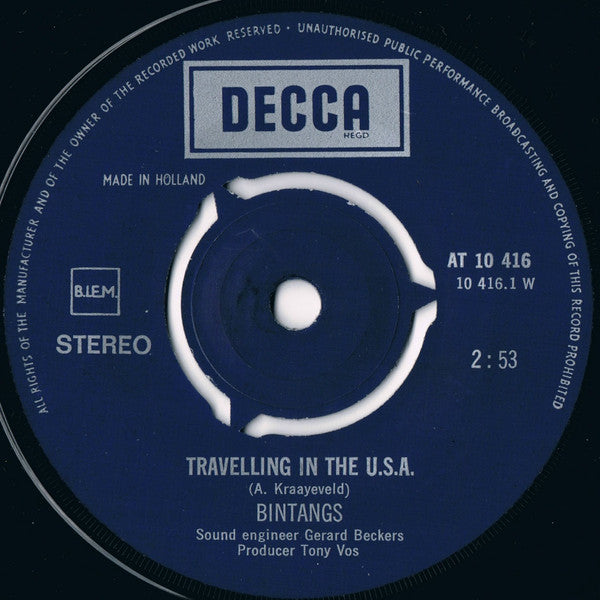 Bintangs : Travelling In The U.S.A. / Hound Is On The Run (7", Single)